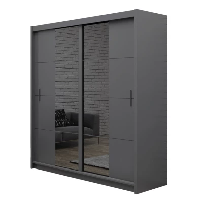 Zrcadlová šatní skříň 203 JOLANTA - grafitová