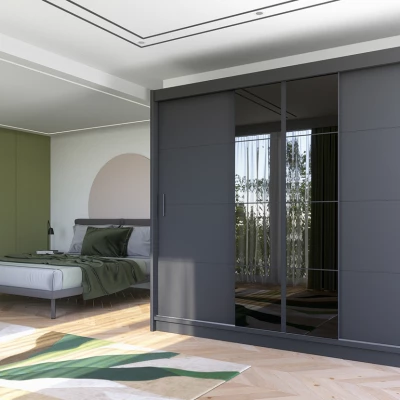 Zrcadlová šatní skříň 250 JOLANTA - grafitová