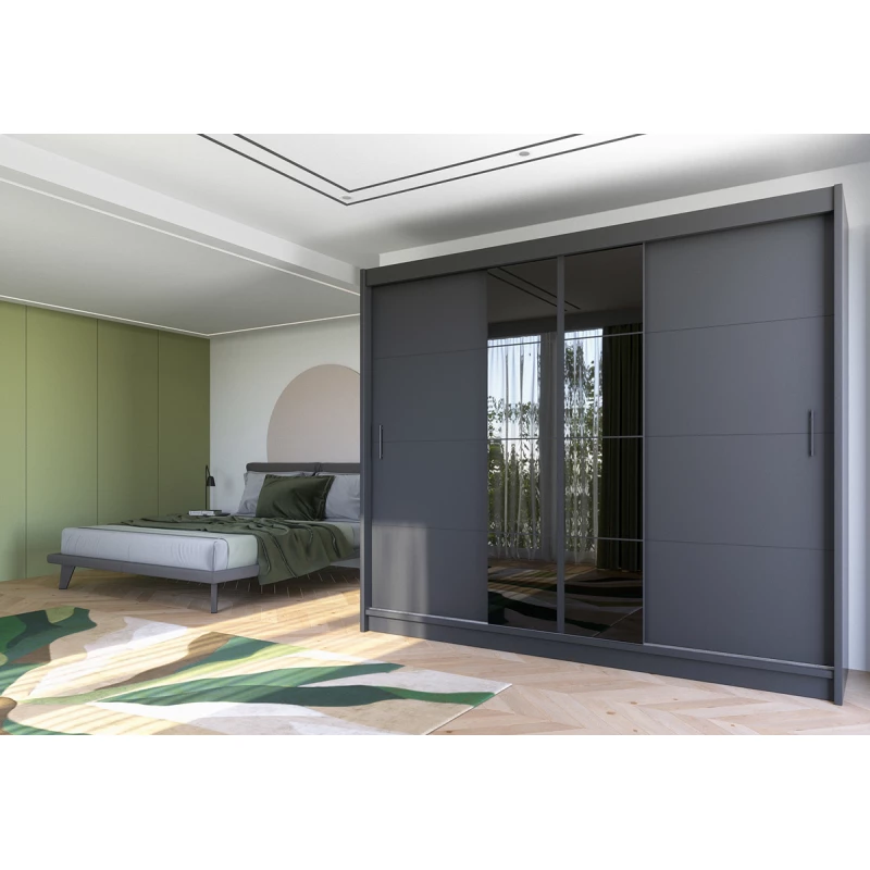 Zrcadlová šatní skříň 250 JOLANTA - grafitová