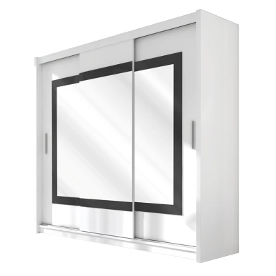Šatní skříň 250 KLAUDIE s posuvnými dveřmi - bílá / grafitové sklo