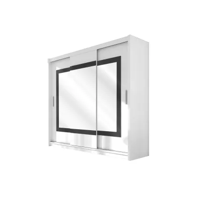 Šatní skříň 250 KLAUDIE s posuvnými dveřmi - bílá / grafitové sklo
