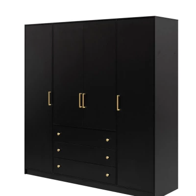 Čtyřdveřová šatní skříň 196 GERLINDA - černá