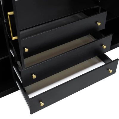 Čtyřdveřová šatní skříň 196 GERLINDA - černá