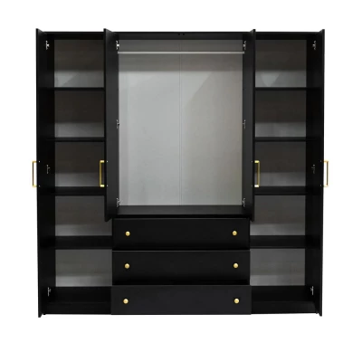 Čtyřdveřová šatní skříň 196 GERLINDA - černá