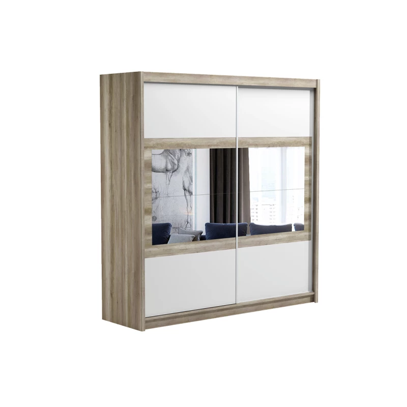 Šatní skříň 203 ALOHI s posuvnými dveřmi - dub canyon / bílá