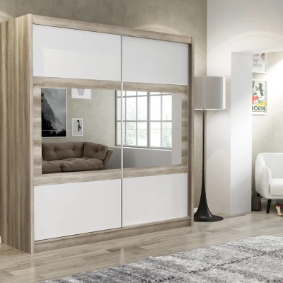 Šatní skříň 203 ALOHI s posuvnými dveřmi - dub canyon / bílá