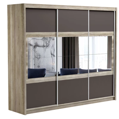 Šatní skříň 250 ALOHI s posuvnými dveřmi - dub canyon / šedohnědá