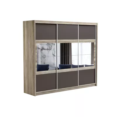 Šatní skříň 250 ALOHI s posuvnými dveřmi - dub canyon / šedohnědá