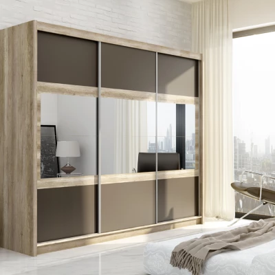 Šatní skříň 250 ALOHI s posuvnými dveřmi - dub canyon / šedohnědá