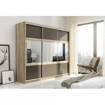 Šatní skříň 250 ALOHI s posuvnými dveřmi - dub canyon / šedohnědá