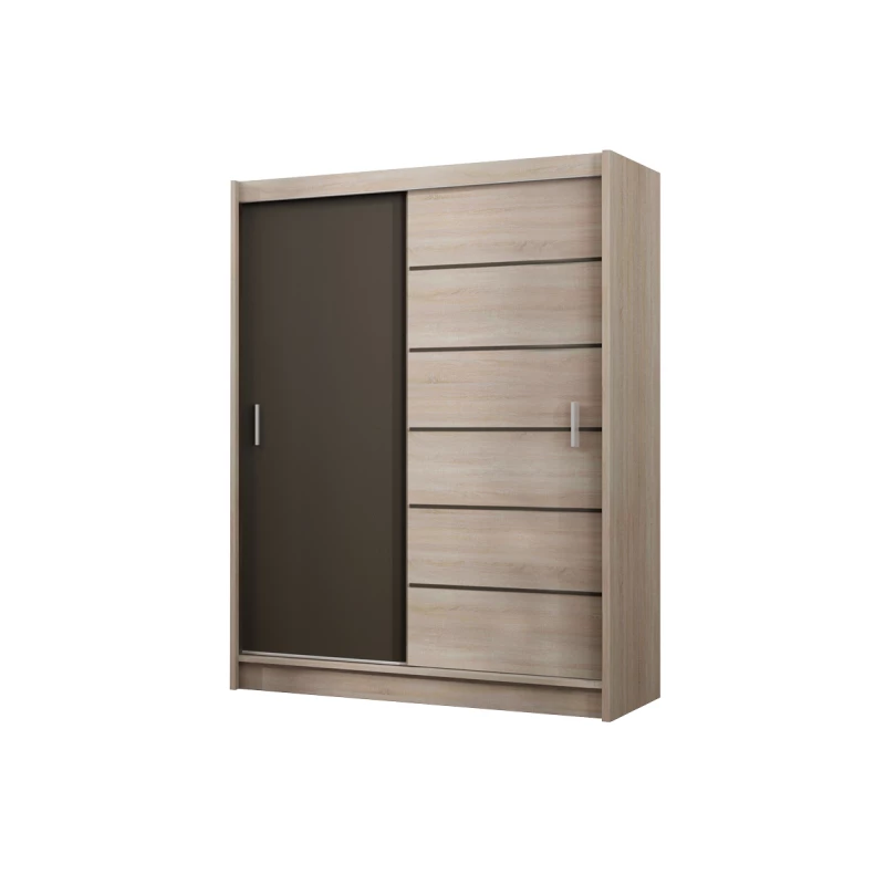 Šatní skříň 203 SOLANGE s posuvnými dveřmi - dub sonoma / šedohnědá