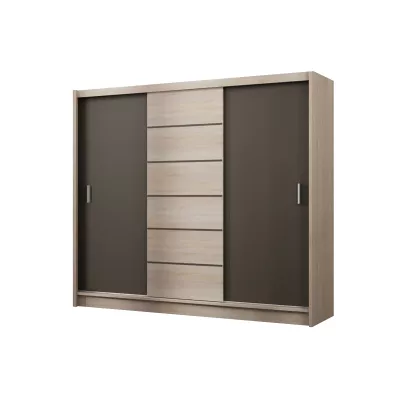 Šatní skříň 250 SOLANGE s posuvnými dveřmi - dub sonoma / šedohnědá