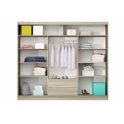 Šatní skříň 250 SOLANGE s posuvnými dveřmi - dub sonoma / šedohnědá