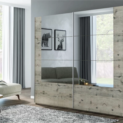 Šatní skříň 250 ILSA se zrcadly - dub wellington