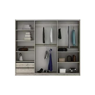 Šatní skříň 250 ILSA se zrcadly - dub wellington