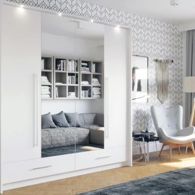 Šatní skříň 209 THEKLA se zrcadly - bílá