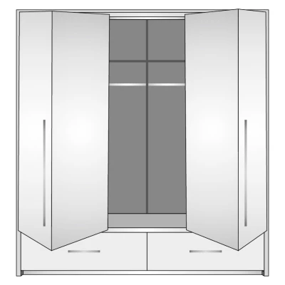 Šatní skříň 209 THEKLA se zrcadly - bílá