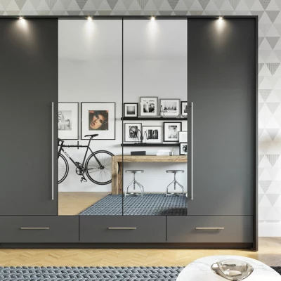 Šatní skříň 255 THEKLA se zrcadly - grafit