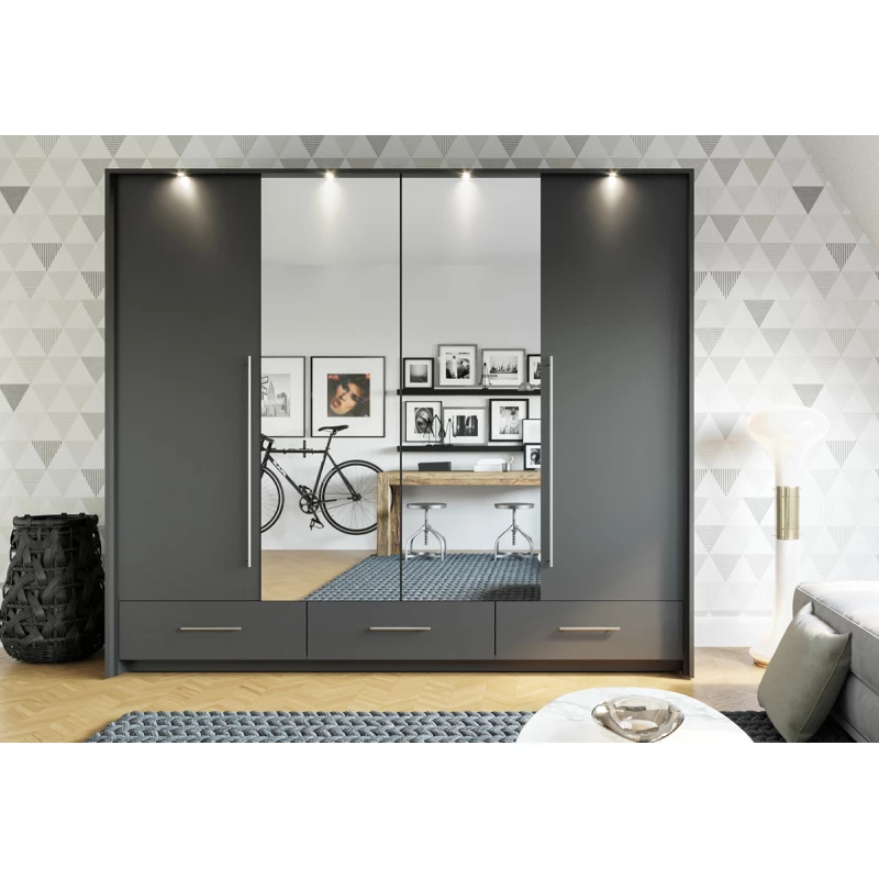 Šatní skříň 255 THEKLA se zrcadly - grafit