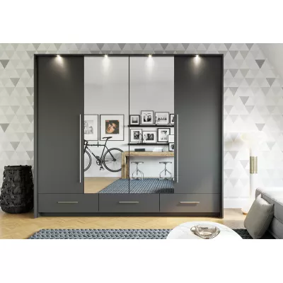 Šatní skříň 255 THEKLA se zrcadly - grafit