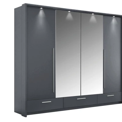 Šatní skříň 255 THEKLA se zrcadly - grafit