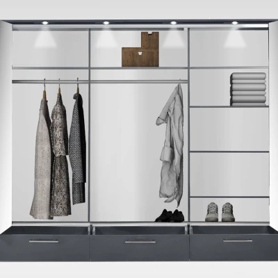 Šatní skříň 255 THEKLA se zrcadly - grafit