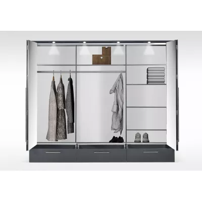 Šatní skříň 255 THEKLA se zrcadly - grafit