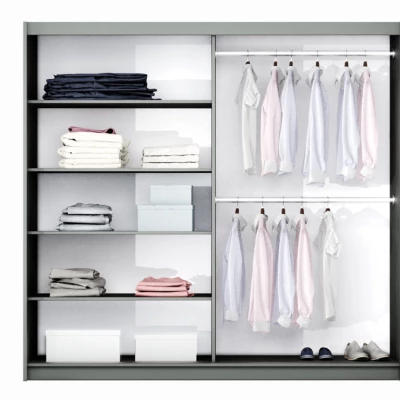 Zrcadlová šatní skříň 200 JENOVEFA - grafitová / lesklá bílá