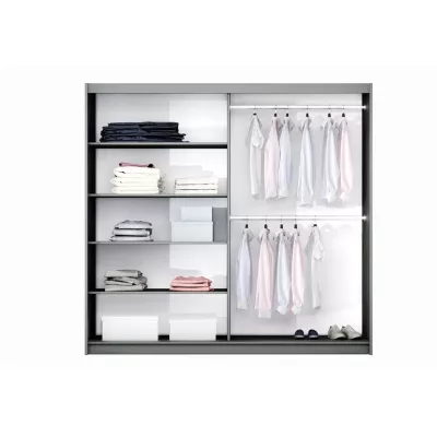 Zrcadlová šatní skříň 200 JENOVEFA - grafitová / lesklá bílá