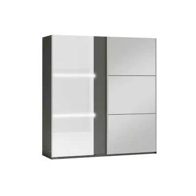 Zrcadlová šatní skříň 200 JENOVEFA - grafitová / lesklá bílá