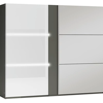 Zrcadlová šatní skříň 250 JENOVEFA - grafitová / lesklá bílá