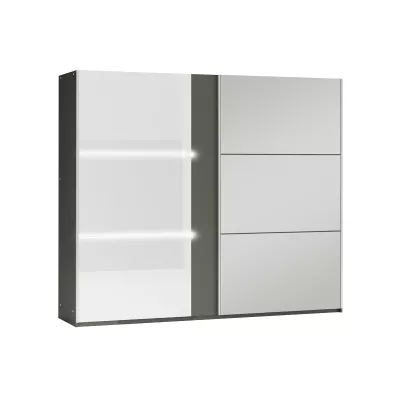 Zrcadlová šatní skříň 250 JENOVEFA - grafitová / lesklá bílá