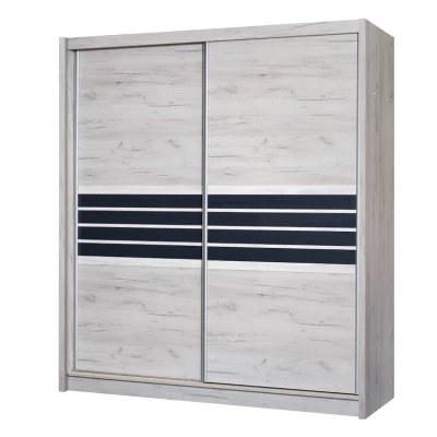 Šatní skříň 203 DIONE s posuvnými dveřmi - dub craft / grafitové sklo