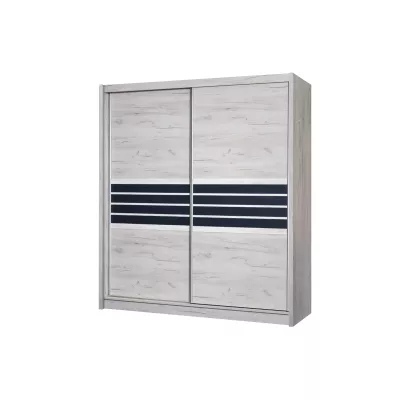 Šatní skříň 203 DIONE s posuvnými dveřmi - dub craft / grafitové sklo