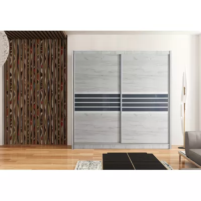 Šatní skříň 203 DIONE s posuvnými dveřmi - dub craft / grafitové sklo