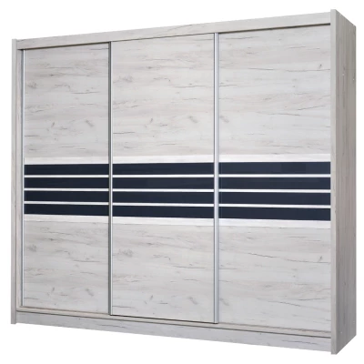 Šatní skříň 250 DIONE s posuvnými dveřmi - dub craft / grafitové sklo