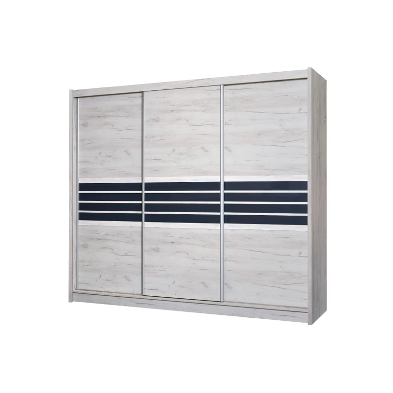 Šatní skříň 250 DIONE s posuvnými dveřmi - dub craft / grafitové sklo