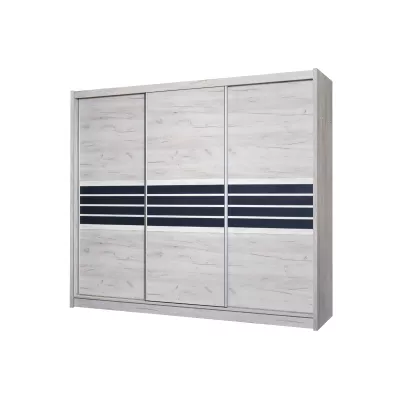 Šatní skříň 250 DIONE s posuvnými dveřmi - dub craft / grafitové sklo