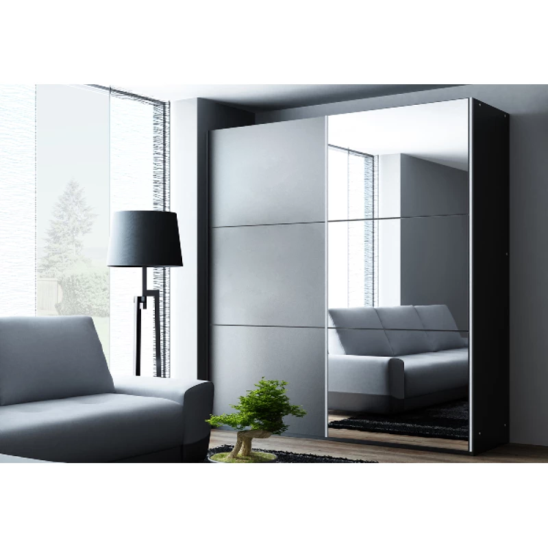 Šatní skříň 151 EVELINE se zrcadly - platinová