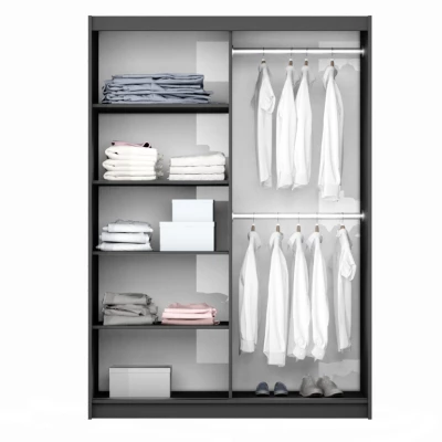 Šatní skříň 151 EVELINE se zrcadly - platinová