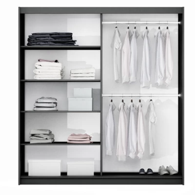 Šatní skříň 200 EVELINE se zrcadly - platinová