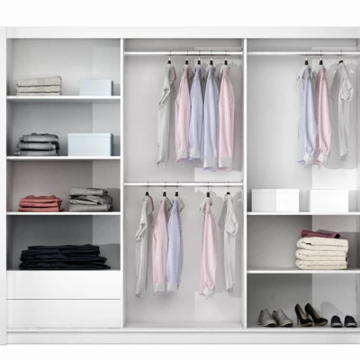 Šatní skříň 250 EVELINE se zrcadly - platinová