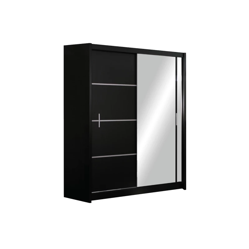 Šatní skříň 150 CHITA se zrcadlem - černá