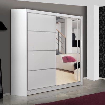 Šatní skříň 180 CHITA se zrcadlem - bílá