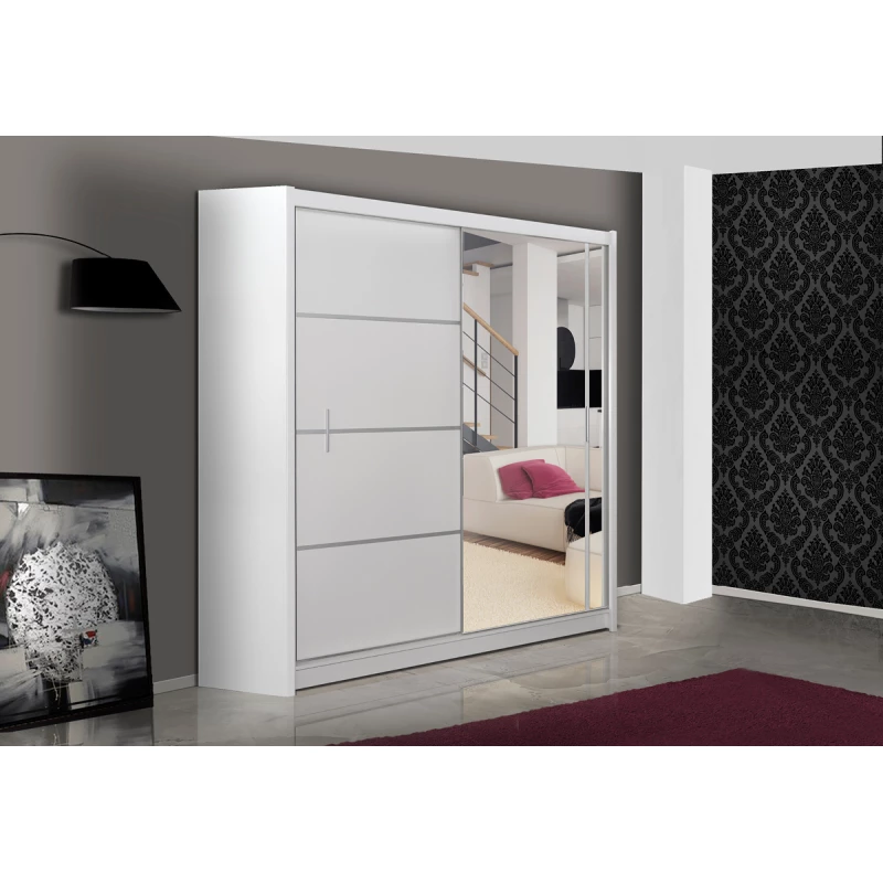 Šatní skříň 180 CHITA se zrcadlem - bílá