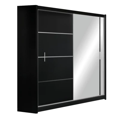 Šatní skříň 180 CHITA se zrcadlem - černá