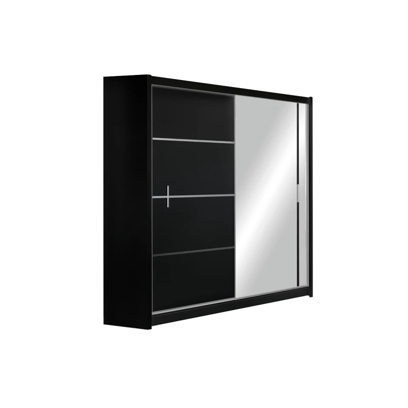 Šatní skříň 180 CHITA se zrcadlem - černá