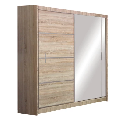 Šatní skříň 180 CHITA se zrcadlem - dub sonoma