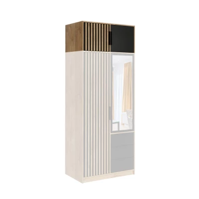 Nástavba na šatní skříň 100 AGNESA - dub wotan / černá