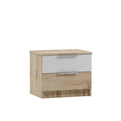 Noční stolek se šuplíky PIERA - dub wotan / bílý